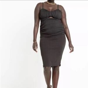 Eloquii Size 16 Black Bodycon Night out Cocktail LBD Rushed Sides